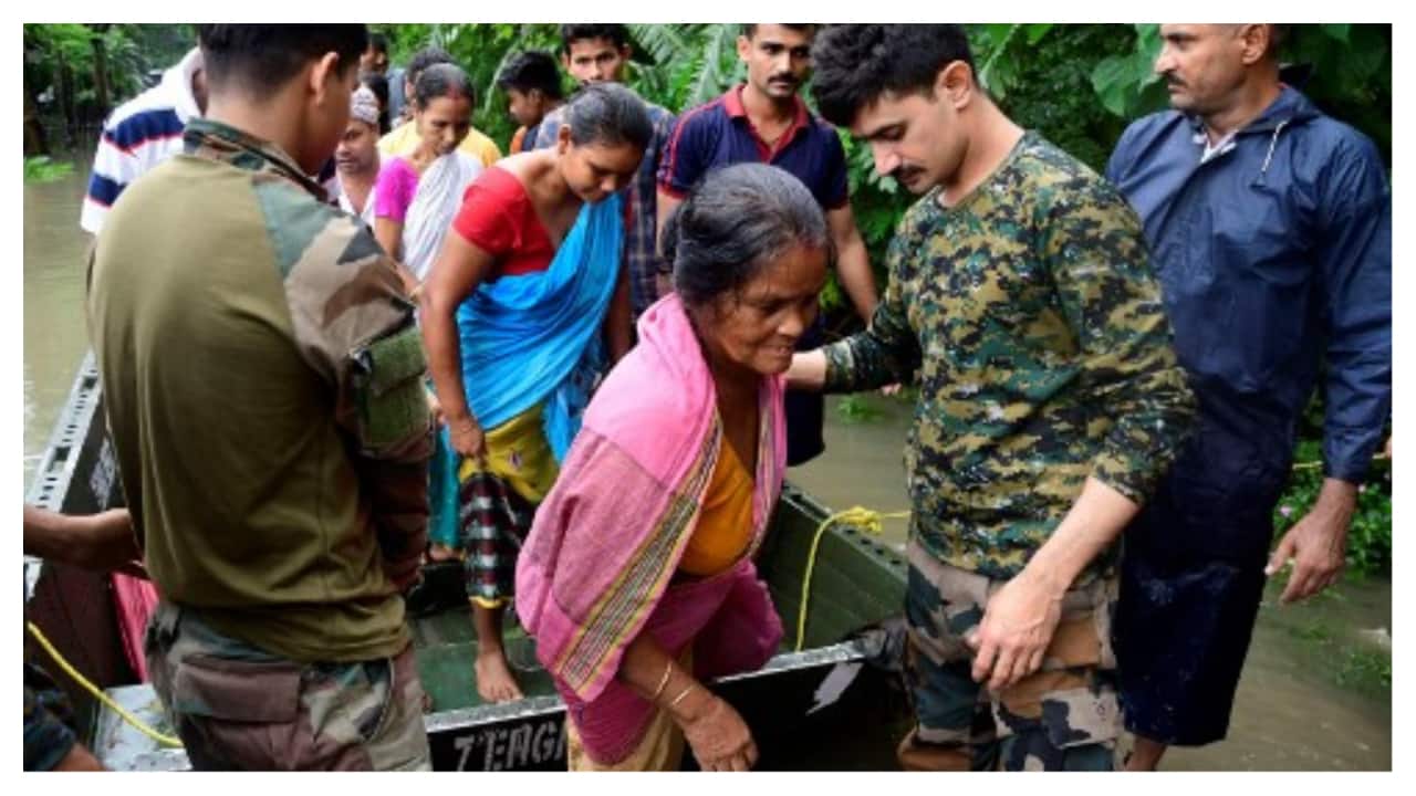 Rescue efforts during the floods in Assam in May 2022. A new report says 1.81 billion people worldwide are directly exposed to 1-in-100-year floods, posing significant risks to lives and livelihoods. (Photo: AFP)