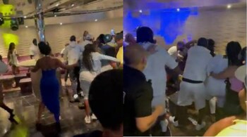 Carnival Magic cruise ship passengers were filmed brawling (Image credit: Screengrab from a video shared by nyeem0/Twitter)