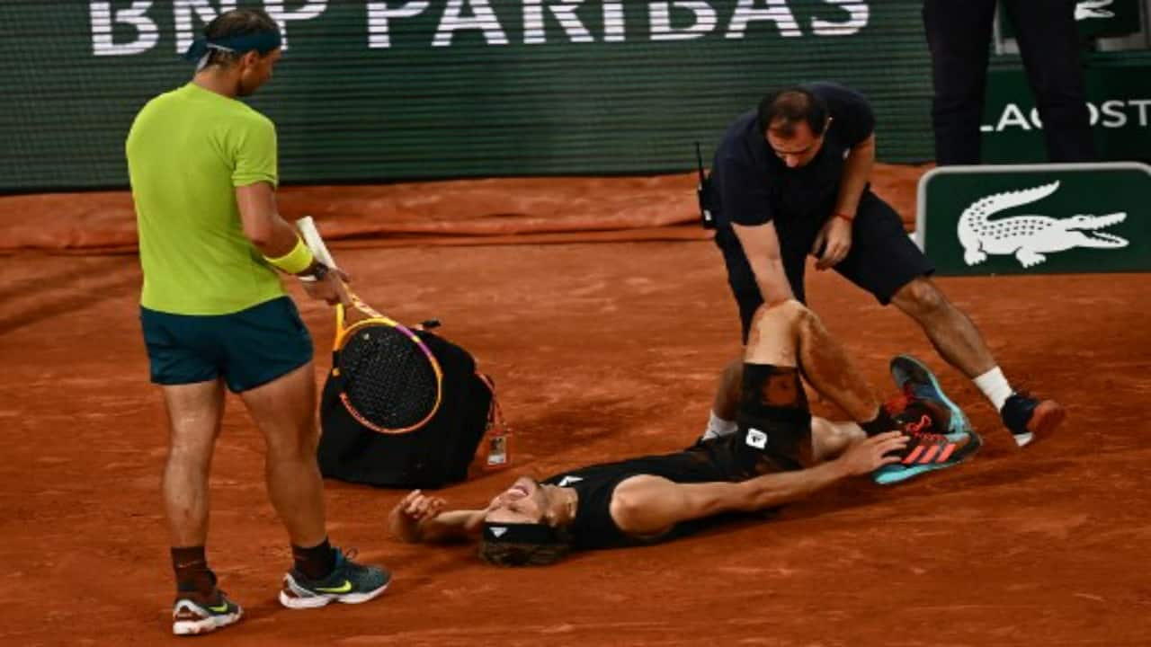 Rafael Nadal into 14th French Open final as Alexander Zverev quits with horror injury