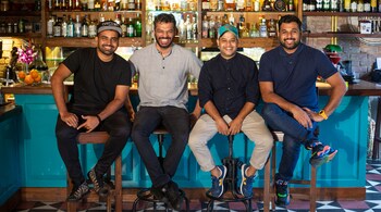 (from left) Karl, with Tesouro founders Donovan Vaz, Arijit Bose and Pankaj Balachandran. Tesouro opened in late 2021.