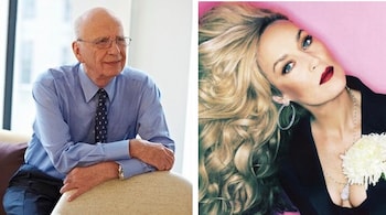 Rupert Murdoch and Jerry Hall got married in London, in 2016. Earlier this week, newspapers carried reports of their impending divorce. (Images via Twitter/RupertMurdoch and Twitter/JerryHall)