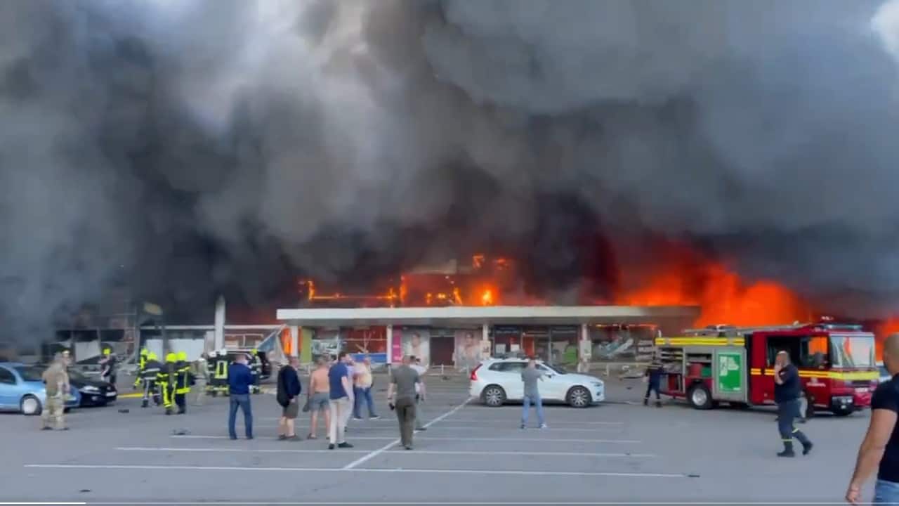 Scorching flames, thick smoke blanket sky after Russian strike on Ukraine mall | Video