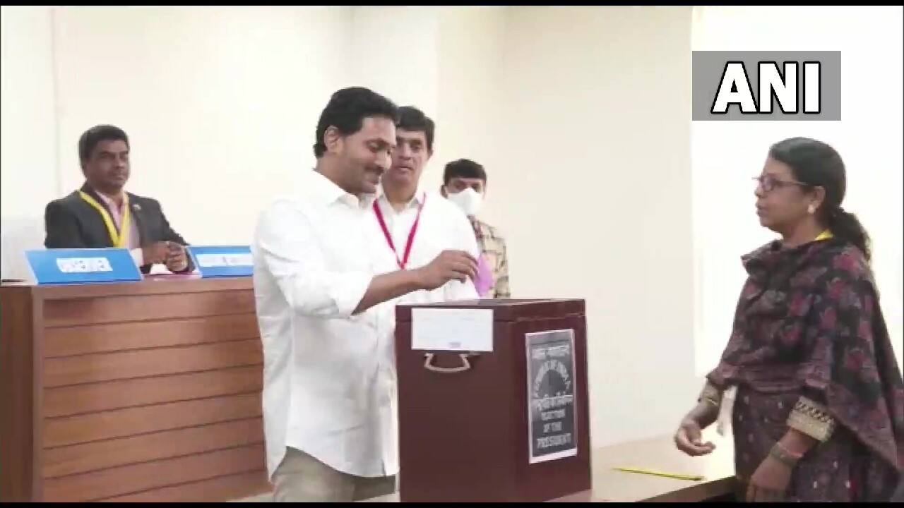 Andhra Pradesh CM YS Jagan Mohan Reddy casts his vote in Amravati for the 15th Presidential election. The system of secret ballot is followed in the presidential election, and parties cannot issue whips to their MPs and MLAs with regard to voting. (Image: Twitter @ANI)