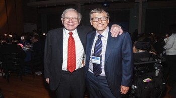 Microsoft co-founder Bill Gates with Berkshire Hathaway CEO Warren Buffett.
