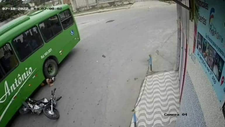 Watch: Bus runs over biker’s head in chilling video. Here’s what saved him