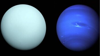 Neptune and Uranus as captured by NASA's Voyager 2. (Image credit: NASA)