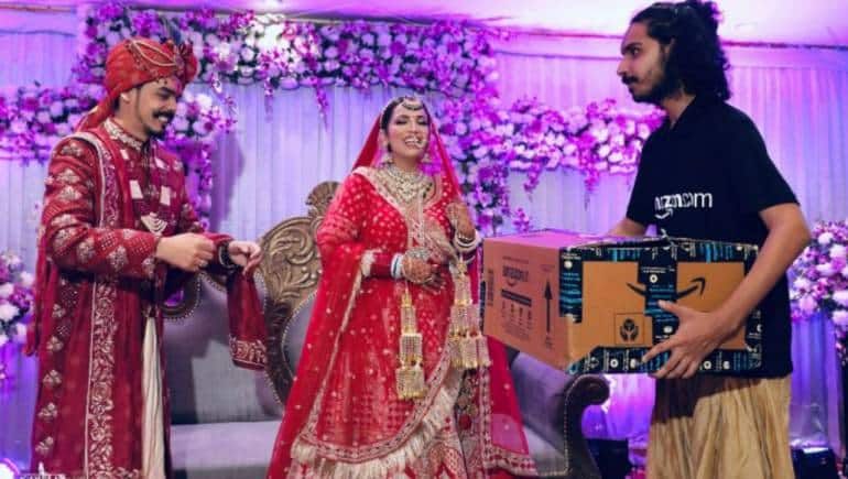 Viral: Hyderabad groom's 'varmala' stunt for bride who works at Amazon