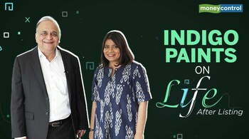 Moneycontrol’s Consulting Editor Anuradha Sengupta (right) with Indigo Paints’ Chairman and MD Hemant Jalan