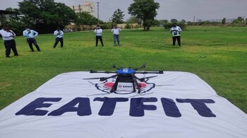 Skye Air Mobility delivering frozen food to curefoods outlets via drone in Gurgaon