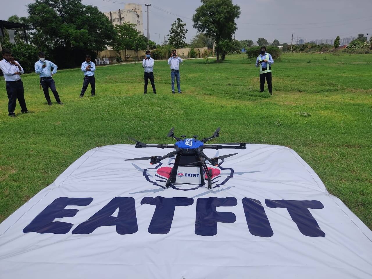Skye Air Mobility delivers frozen food for Curefoods in Gurgaon using drones