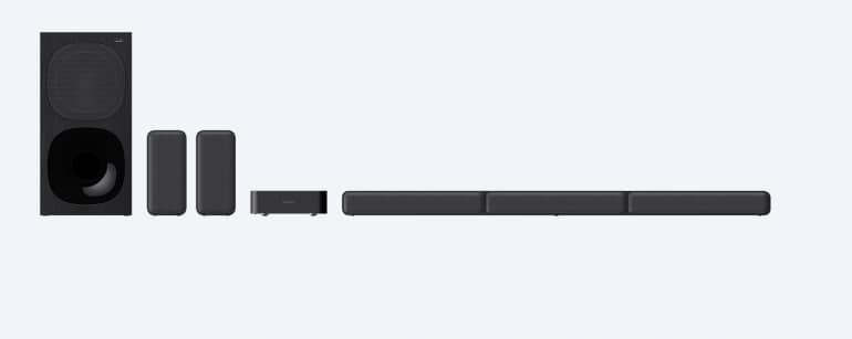 The Sony HT-S40R includes a 3-channel soundbar, wireless rear speakers and a dedicated subwoofer for a true cinematic experience.