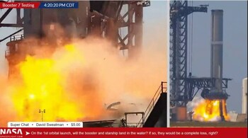 A rocket booster developed by SpaceX went up in flames on Monday (Screengrab from a video tweeted by @NASASpaceflight)