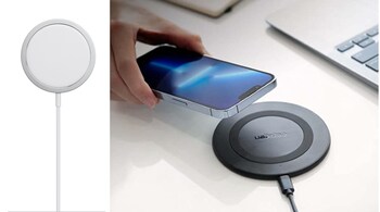 (from left) Apple MagSafe charger (Rs 4,500); and Spigen Pf2104 (Rs 999).