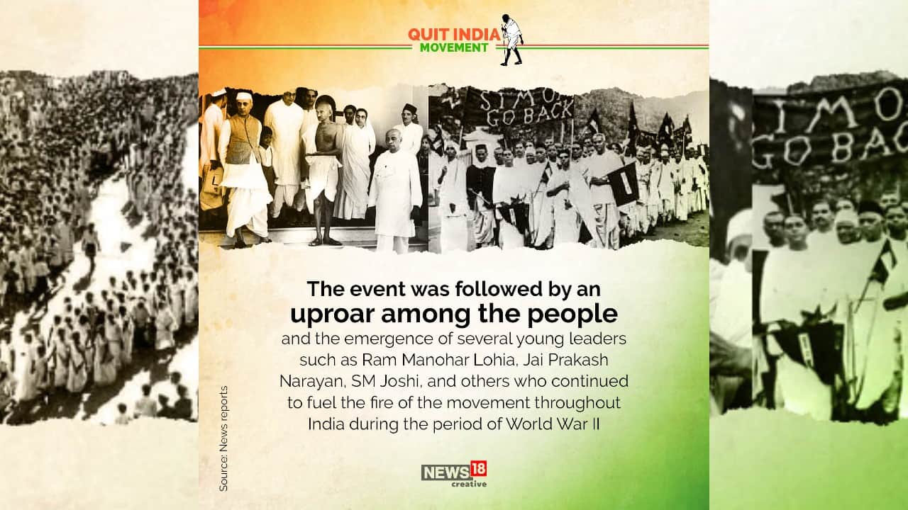 The event was followed by an uproar among the people and the emergence of several young leaders such as Ram Manohar Lohia, Jai Prakash Narayan, SM Joshi, and others who continued to fuel the fire of the movement throughout India during the period of World War II. (Image: News18 Creative)