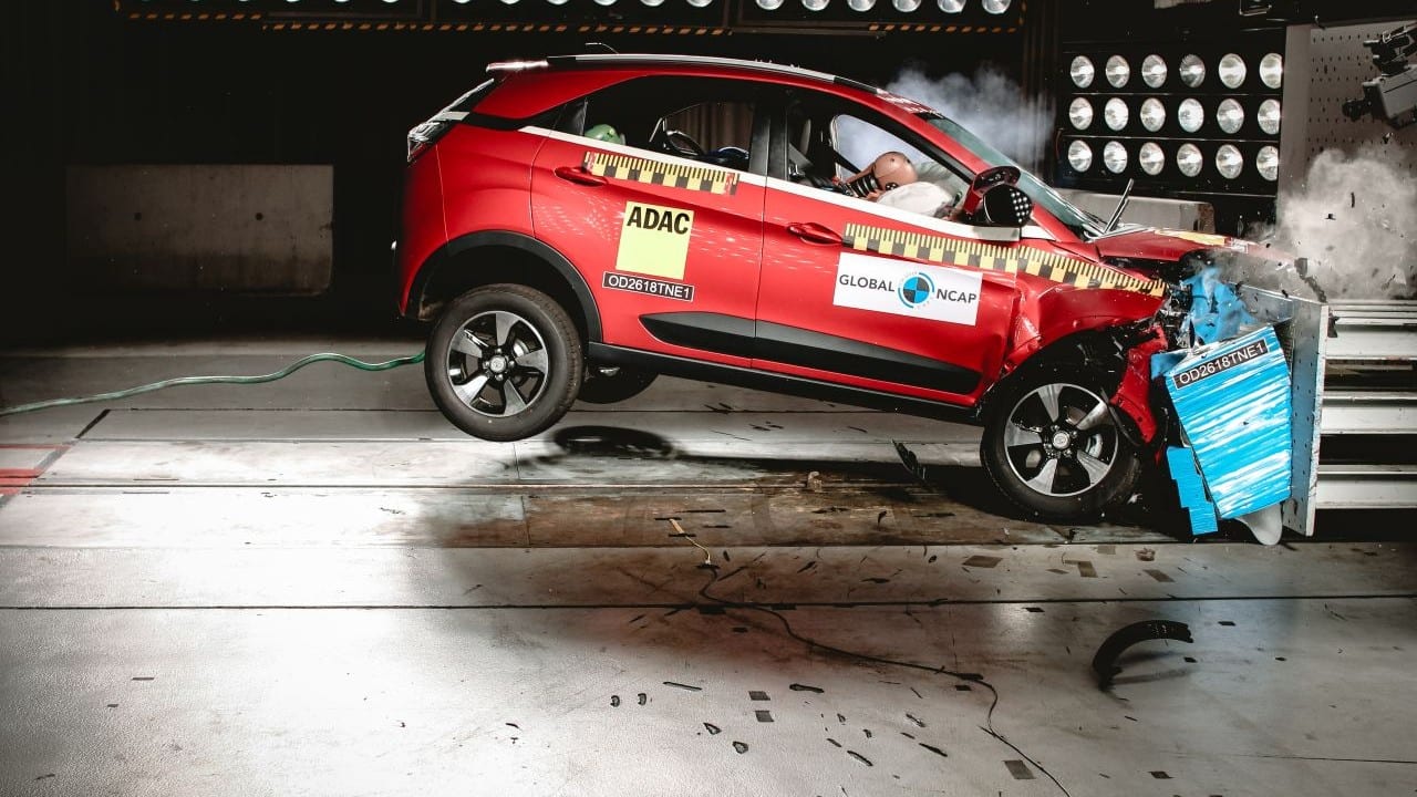 Tata Nexon | 5 stars | The next, and final, Indian car on this list is the Tata Nexon with an adult occupant safety rating of five starts. With 16.06 points, the Nexon is also the last car on this list to score five stars. As for child safety, the mini SUV scores three stars with 25 points out of the 49-point maximum. Again, the body shell remained stable in its 64 km/h crash test and both the driver and the passenger received adequate protection in the chest and the tibias. The model tested had dual front airbags, ISOFIX anchors, seatbelt pretensioners and four-channel ABS. The top-spec variants of the Nexon, however, also get a full suite of electronic stability programmes like traction control, roll-over mitigation, hill hold and emergency brake assist along with the iRA connected car tech which adds a crash alert and diagnostics report. Powering the Tata Nexon is a choice between a petrol and a diesel engine, both turbocharged. The 1.2-litre petrol is capable of producing 120 hp of power at 5,500 rpm and 170 Nm of torque between 1,750 and 4,000 rpm. The 1.5-litre diesel produces 110 hp of power at 4,000 rpm and 260 Nm of torque between 1,500 and 2,750 rpm. Transmission options include both a 6-speed manual and a 6-speed AMT automatic gearbox. Prices for the Tata Nexon start at Rs 7.60 lakh, ex-showroom. (Image: Tata Motors) Tata Nexon | 5 stars | The next, and final, Indian car on this list is the Tata Nexon with an adult occupant safety rating of five starts. With 16.06 points, the Nexon is also the last car on this list to score five stars. As for child safety, the mini SUV scores three stars with 25 points out of the 49-point maximum. Again, the body shell remained stable in its 64 km/h crash test and both the driver and the passenger received adequate protection in the chest and the tibias. The model tested had dual front airbags, ISOFIX anchors, seatbelt pretensioners and four-channel ABS. The top-spec variants of the Nexon, however, also get a full suite of electronic stability programmes like traction control, roll-over mitigation, hill hold and emergency brake assist along with the iRA connected car tech which adds a crash alert and diagnostics report. Powering the Tata Nexon is a choice between a petrol and a diesel engine, both turbocharged. The 1.2-litre petrol is capable of producing 120 hp of power at 5,500 rpm and 170 Nm of torque between 1,750 and 4,000 rpm. The 1.5-litre diesel produces 110 hp of power at 4,000 rpm and 260 Nm of torque between 1,500 and 2,750 rpm. Transmission options include both a 6-speed manual and a 6-speed AMT automatic gearbox. Prices for the Tata Nexon start at Rs 7.60 lakh, ex-showroom. (Image: Tata Motors)