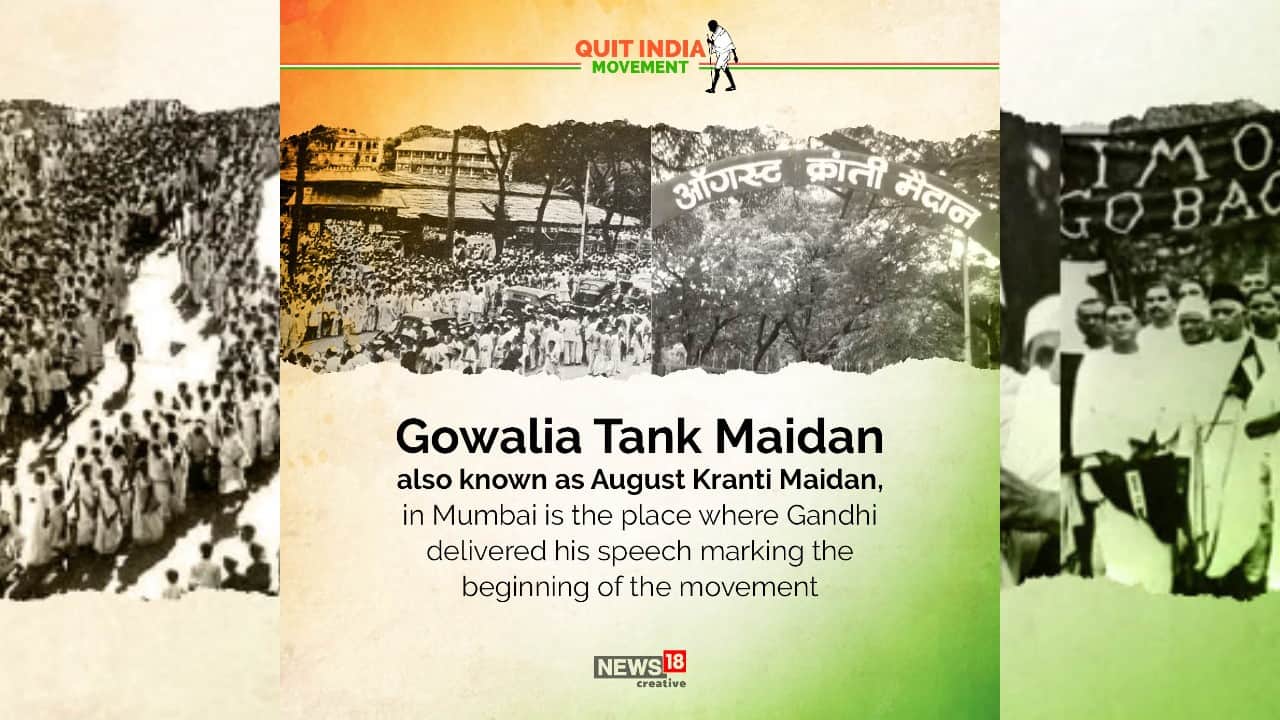 Gowalia Tank Maidan also known as August Kranti Maidan, in Mumbai is the place where Gandhi delivered his speech marking the beginning of the movement. (Image: News18 Creative)