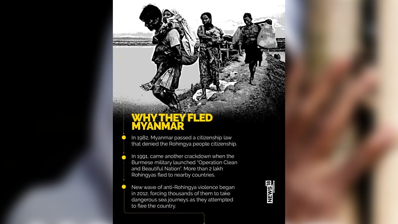 In 1982, Myanmar passed a citizenship law that denied the Rohingya people citizenship. New wave of anti-Rohingya violence began in 2012, forcing thousands of them to take dangerous sea journeys as they attempted to flee the country. (Image: News18 Creative)