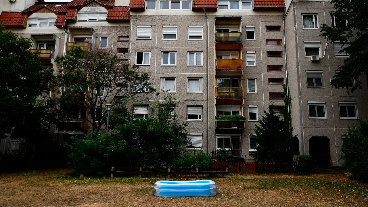 Some, like Barnabas Kantor, are taking their work along for a splash. The 29-year-old social media manager has been working on his phone for days while sharing an inflatable pool with his wife and sister-in-law. The sisters installed the pool outside their parents’ suburban home, where the entire family has been staying for weeks to escape the urban heat. (Image: AP)
