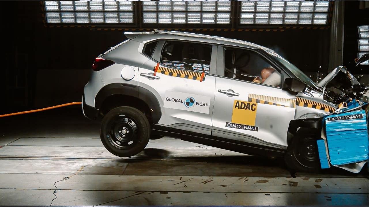 Nissan Magnite | 4 stars | Another Japanese manufacturer to make it to the list is Nissan with the Magnite scoring four stars. The SUV managed to get 11.85 points out of 17 for adult occupant safety but 24.88 points for child safety giving it a score of only two stars. The model that was tested came equipped with dual front airbags, seatbelt pretensioners and four-channel ABS. The driver received adequate protection for the tibias and marginal protection in the chest and knees. The passenger on the other hand received good protection in the chest, adequate protection in the tibias and marginal protection in the left knee. Additionally, the body shell was rated as stable by the agency. The Magnite does get some more safety features such as hill-start assist, electronic brake-force distribution, vehicle dynamic control and traction control along with the usual parking sensors and reverse camera. The Nissan Magnite receives two petrol engine options to power it. The 1-litre naturally aspirated engine produces 72 hp of power at 6,250 rpm and 96 Nm of peak torque at 3,500 rpm. The 1-litre turbo-petrol on its part produces 100 hp of maximum power at 5,000 rpm and 160 Nm of peak torque between 2,800 and 3,600 rpm. Transmission options include a 5-speed manual and A CVT automatic transmission. Prices for the Nissan Magnite start at Rs 5.97 lakh, ex-showroom. (Image: Nissan) Nissan Magnite | 4 stars | Another Japanese manufacturer to make it to the list is Nissan with the Magnite scoring four stars. The SUV managed to get 11.85 points out of 17 for adult occupant safety but 24.88 points for child safety giving it a score of only two stars. The model that was tested came equipped with dual front airbags, seatbelt pretensioners and four-channel ABS. The driver received adequate protection for the tibias and marginal protection in the chest and knees. The passenger on the other hand received good protection in the chest, adequate protection in the tibias and marginal protection in the left knee. Additionally, the body shell was rated as stable by the agency. The Magnite does get some more safety features such as hill-start assist, electronic brake-force distribution, vehicle dynamic control and traction control along with the usual parking sensors and reverse camera. The Nissan Magnite receives two petrol engine options to power it. The 1-litre naturally aspirated engine produces 72 hp of power at 6,250 rpm and 96 Nm of peak torque at 3,500 rpm. The 1-litre turbo-petrol on its part produces 100 hp of maximum power at 5,000 rpm and 160 Nm of peak torque between 2,800 and 3,600 rpm. Transmission options include a 5-speed manual and A CVT automatic transmission. Prices for the Nissan Magnite start at Rs 5.97 lakh, ex-showroom. (Image: Nissan)
