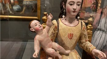 The Baby Jesus sculpture at the Los Angeles museum. (Image credit: @Arix_Ki/Twitter)
