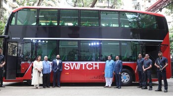 Union Minister for transport Nitin Gadkari (in blue kurta) on August 18, flagged off the electric double-decker bus, which costs around Rs 1.5 crore to Rs 2 crore. The BEST has procured the same on a lease, with Switch Mobility responsible for maintenance and providing driver. BEST will handle the operations, ticketing and provide the conductor. (Picture Credit: Switch Mobility)