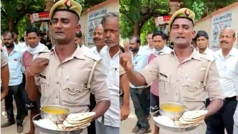 Video: UP cop cries over quality of mess food in public outburst