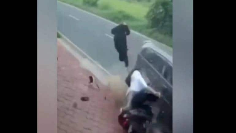 Video: Woman thrown into the air after car rams scooter in Kerala