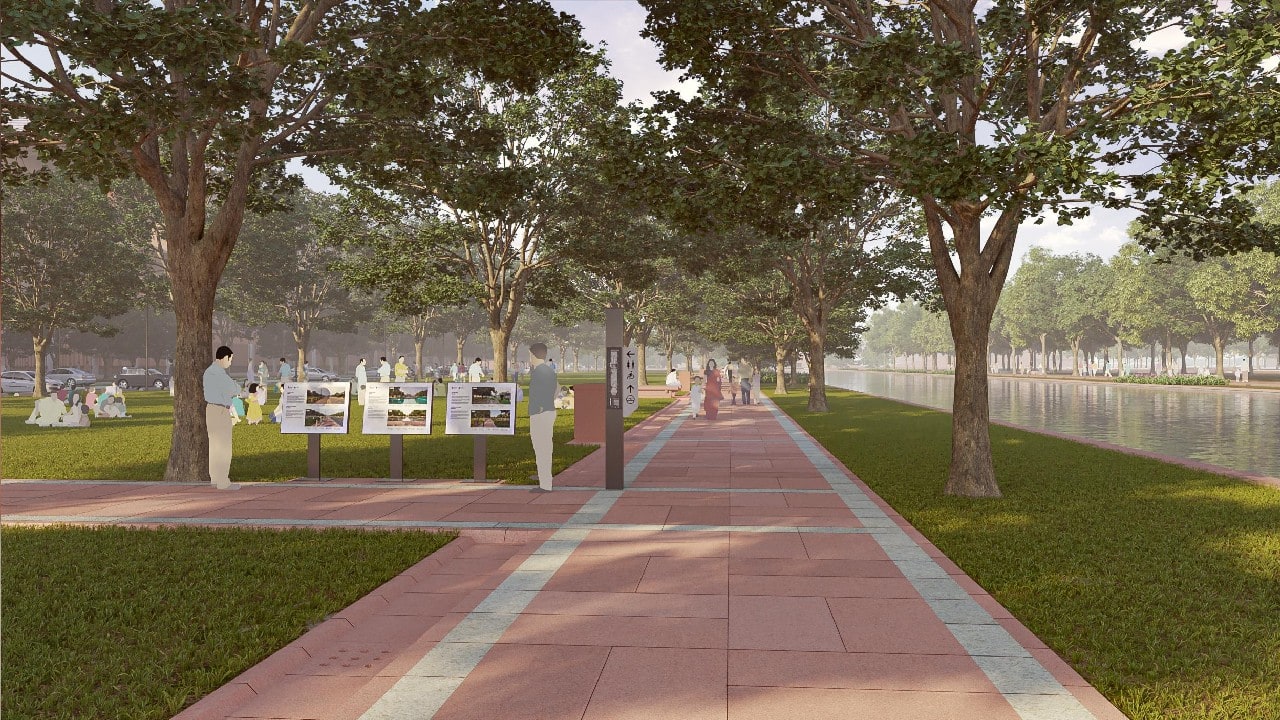 Concrete bollards have been replaced with over 1,000 white sandstone bollards to maintain the precinct's character. (Image: CPWD)