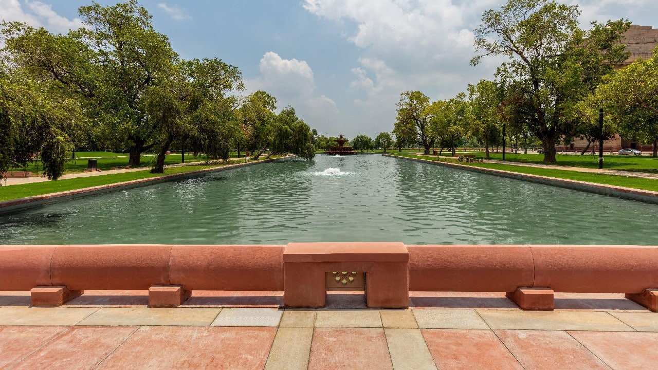 Considered to be the most popular public space in the city, the redeveloped stretch has red granite walkways spreading around 1.1 lakh square metre with greenery all around, more than 133 light poles along the Rajpath, 4,087 trees, 114 modern signages and stepped gardens(Image: CPWD)