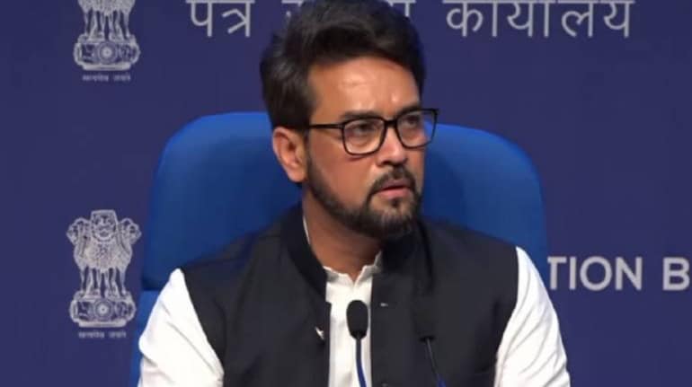 Union I&B Minister Anurag Thakur addressing the press, following the Cabinet meeting (Image: PIB)