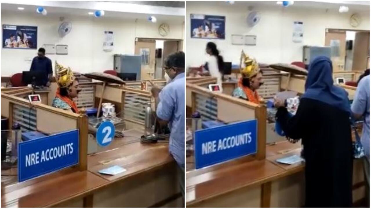 Watch: SBI staffer dresses up as King Mahabali for customers on Onam