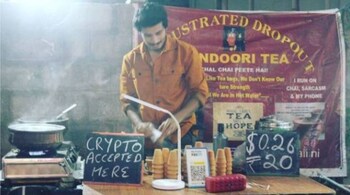 Shubham Saini at work at his tea stall in Bengaluru. (Image credit: @
frustrated.dropout/Instagram)