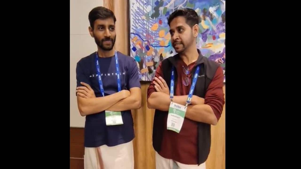 Watch | M2P Fintech founders wear veshti at global event: ‘Want to build company rooted in culture’