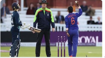 Charlotte Dean was left in tears after the dismissal. Her teammates bore a shocked expression.
(Image credit: ICC)