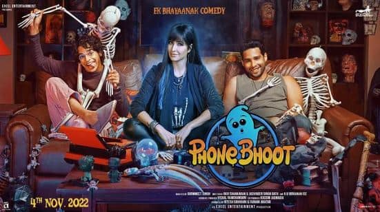 'Phone Bhoot' releases on November 4. The movie is about a ghost who reaches out to two bumbling ghostbusters for a business idea. However, their plans go downhill as the eerie ghost reveals her plan. The movie stars Katrina Kaif as the &quot;bhoot&quot; and Ishaan Khatter and Siddhant Chaturvedi as the ghostbusters.