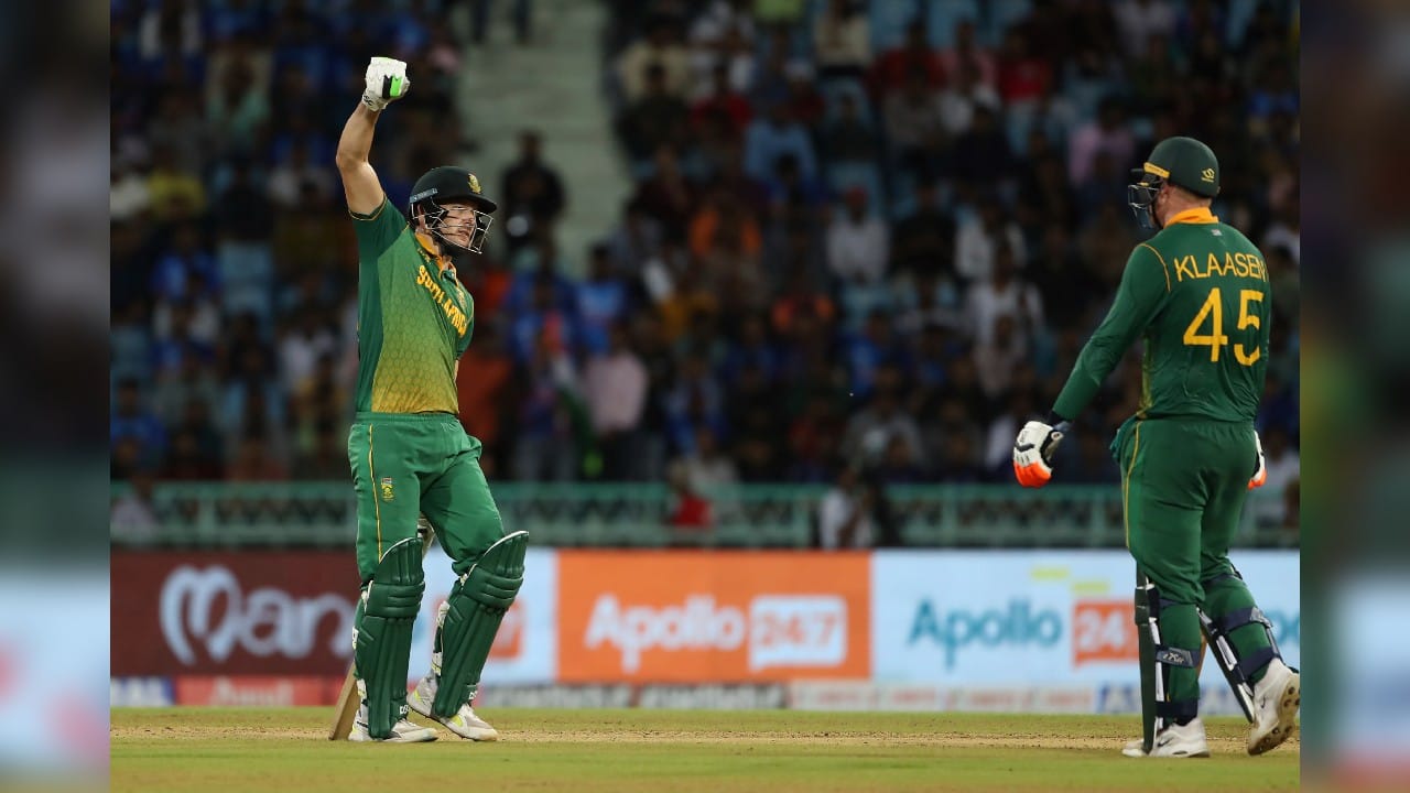 Heinrich Klaasen (74 not out) and David Miller (75 not out) scored attacking half-centuries to propel South Africa to 249-4. In reply, India struggled to get going and managed 240-8 despite Sanju Samson’s half-century as South Africa took a 1-0 lead in the three-match series. (Image: AP)