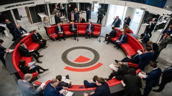 Traders, brokers and clerks on the LME trading floor. Photographer: Chris J. Ratcliffe/Bloomberg
