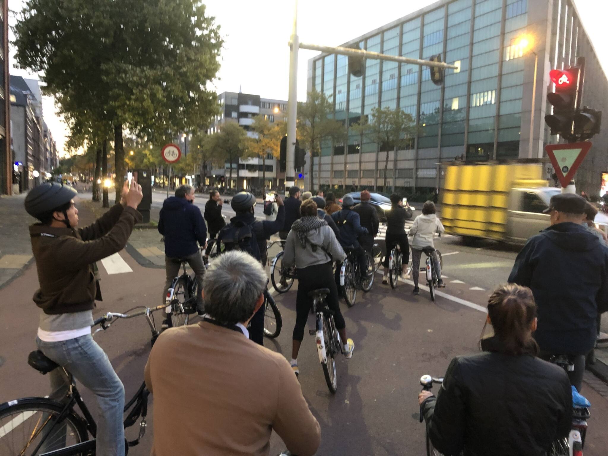 Neophyte riders take to the streets in Amsterdam.  - Bloomberg 