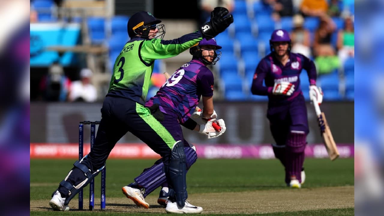 Jones smacked a blistering 86 off 55 balls as Scotland looked to build on their stunning 42-run upset of two-time champions West Indies on Monday. It was the highest score at the tournament and the best ever by a Scot at a T20 World Cup. (Source: AFP)
