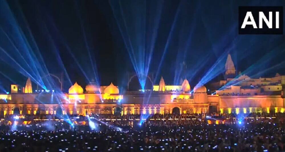 The breathtaking laser show added more grandeur to the Deepotsav celebrations in Ayodhya (Image: Twitter/@ANI)