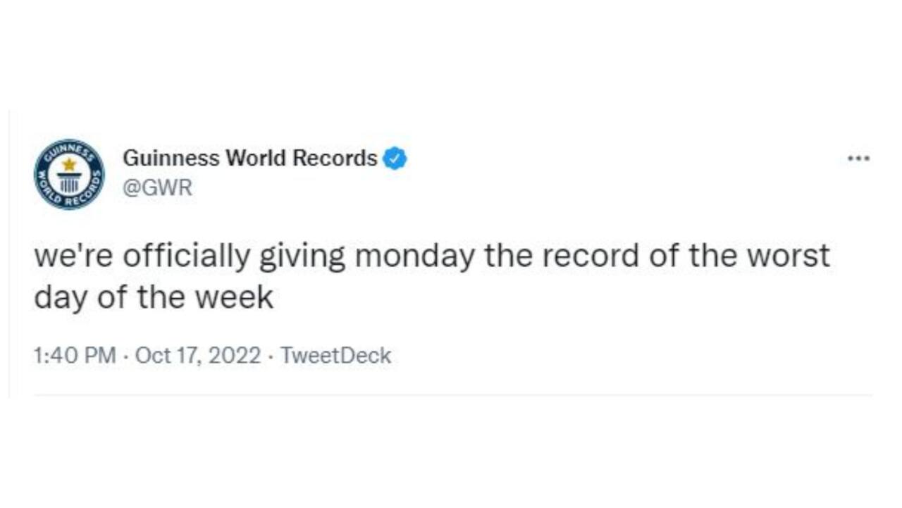 Monday is the 'Worst day of the week'. Even Guinness World Records agrees