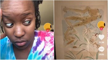 To Danielle Allen's shock and after "the longest 10 seconds" of her life, the auctioneer awarded the piece to her. (Screengrabs from Danielle Allen's video)