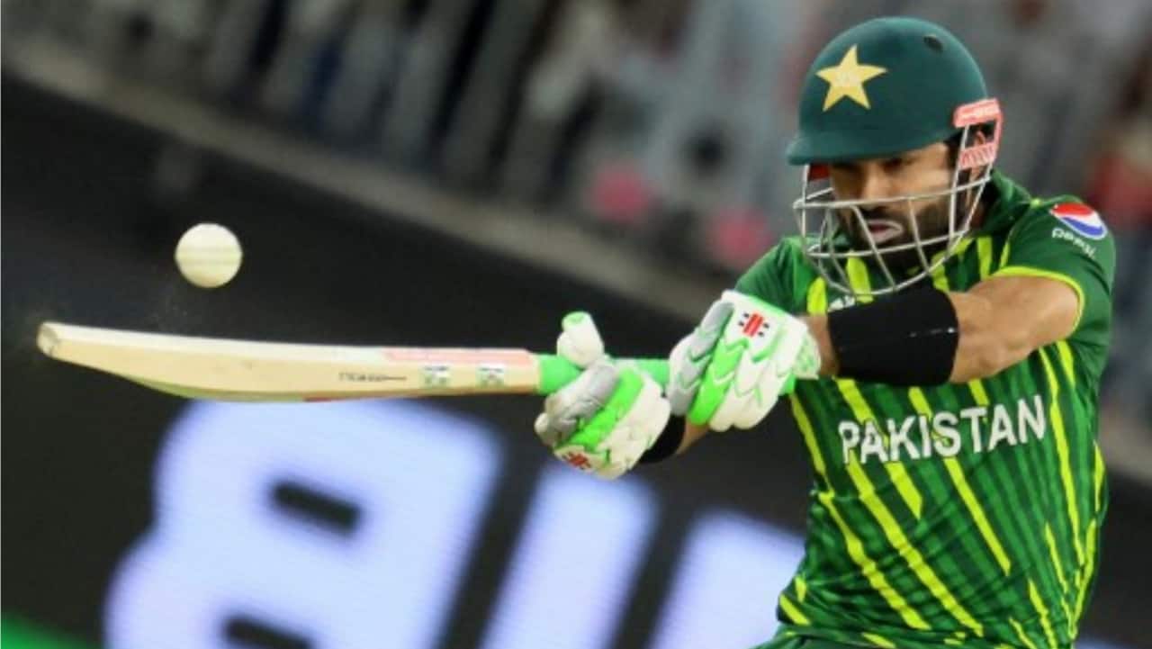 Pakistan's Muhammad Rizwan plays a shot during the ICC men’s Twenty20 World Cup 2022 cricket match between Pakistan and Zimbabwe in Perth on October 27.