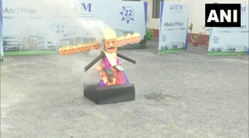 In Uttar Pradesh, a Ravana effigy was burnt using a mobile phone to trigger the detonation (Image credit: AHindinews/Twitter)