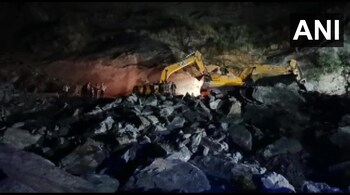 Jammu and Kashmir | One JCB driver died in a landslide at the site of the under-construction Ratle Power Project.  (Photo: ANI)