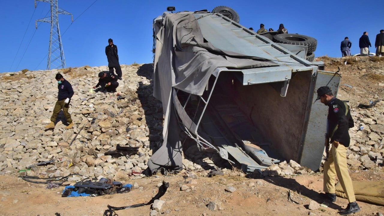 A suicide bomber blew himself up near a truck carrying police officers on their way to protect polio workers near Quetta on November 30, killing a police officer and two civilians. The bombing also wounded 23 others, mostly policemen, officials said. Ghulam Azfer Mehser, a senior police officer, said the attack happened as the policemen were heading to the polio workers, part of a nationwide vaccination drive launched November 28. (Image: AP)