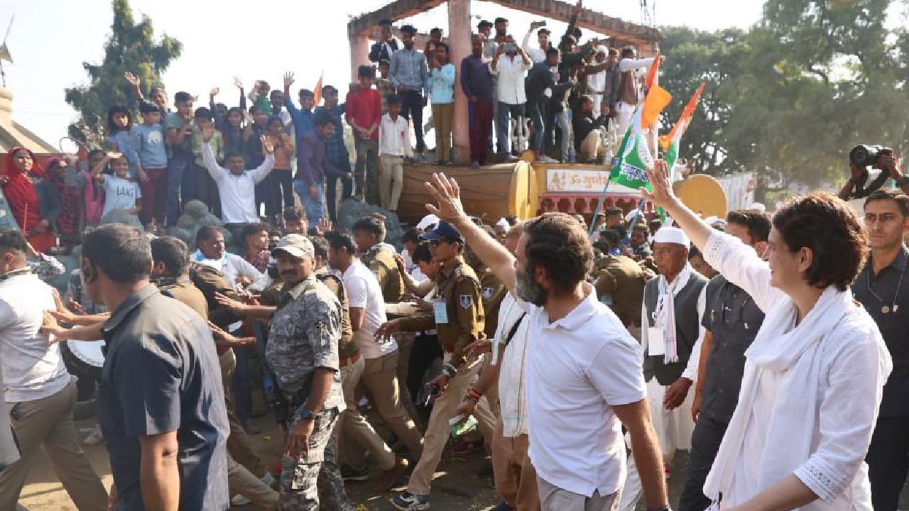 Congress workers and supporters raised slogans in support of Rahul Gandhi and his sister’s foot march aiming to unite the country. (Image: Congress)