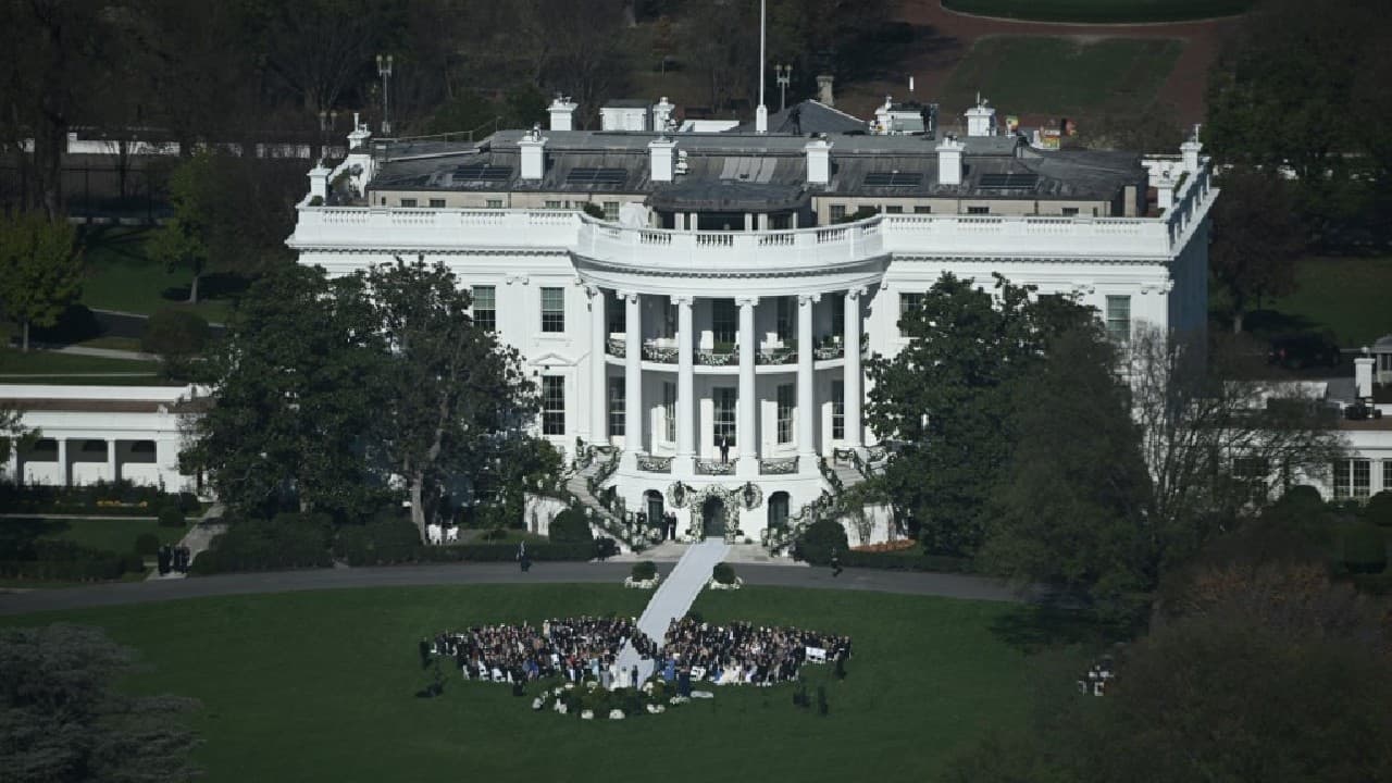 The White House in its brief statement said the Bidens hosted a wedding luncheon for family and the wedding party in the State Dining Room, and a reception with dancing was planned for later on November 19. But otherwise the president's office has given few details on this wedding, which is classified as strictly private and is closed to the press. (Image: AFP) The White House in its brief statement said the Bidens hosted a wedding luncheon for family and the wedding party in the State Dining Room, and a reception with dancing was planned for later on November 19. But otherwise the president's office has given few details on this wedding, which is classified as strictly private and is closed to the press. (Image: AFP)