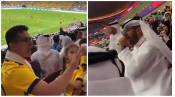 The Qatar and Equador fans buried the hatchet and filmed a video of them apologising to one another. (Image credit: @Brytneymar/Twitter)
