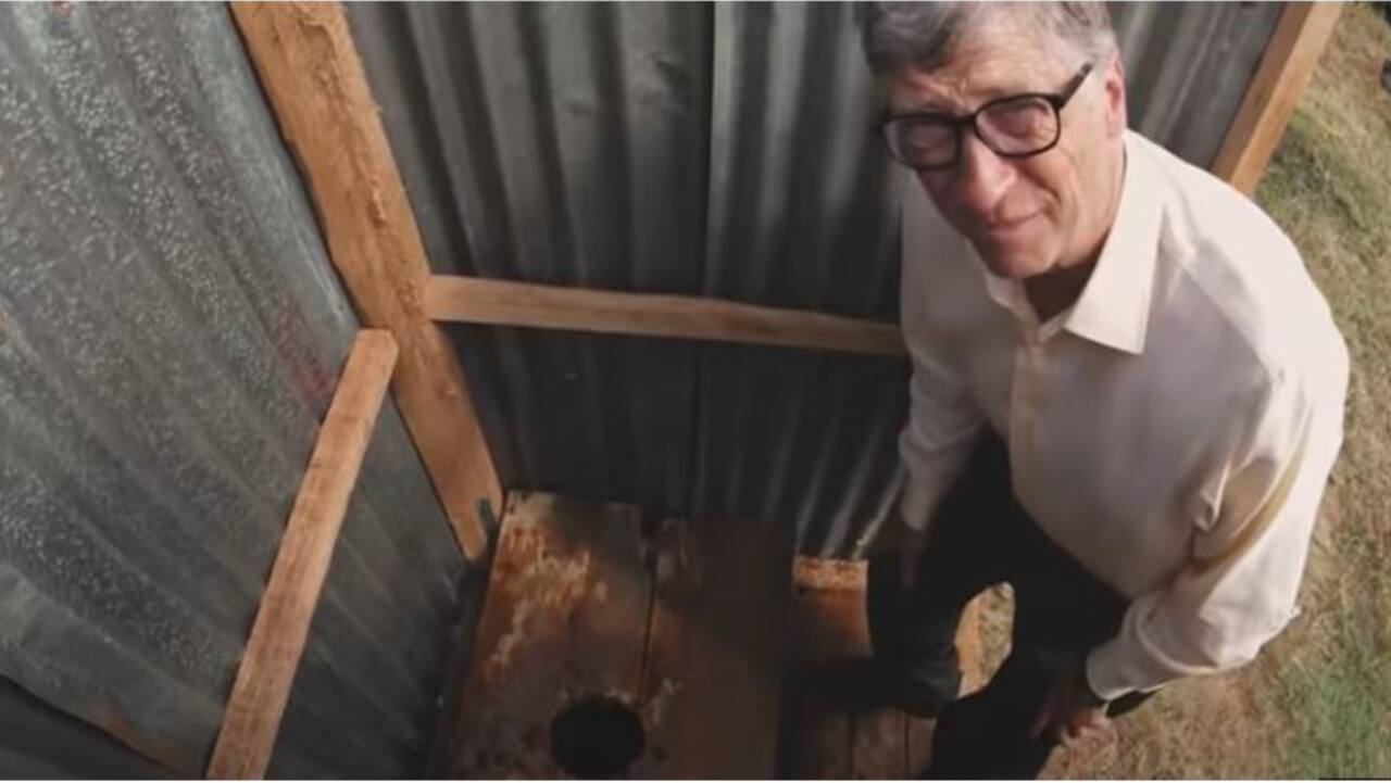 Bill Gates 'smelled pit latrine odour' and shared stage with a jar of poop